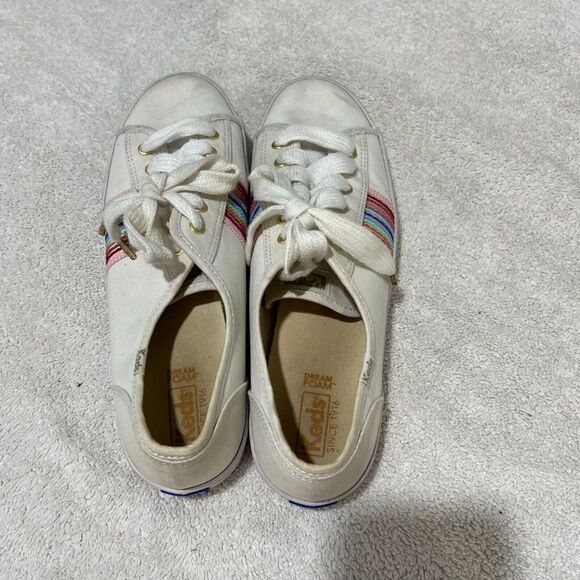 Keds Womens White Kickstart Rainbow Webbing Stripe Sneakers Size 11 Dream Foam - Picture 7 of 13